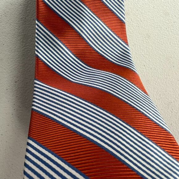 "346" Brooks Brothers Men's Tie 58" 100% Pure Silk Red/ Blue Rep Striped Woven - Picture 5 of 8